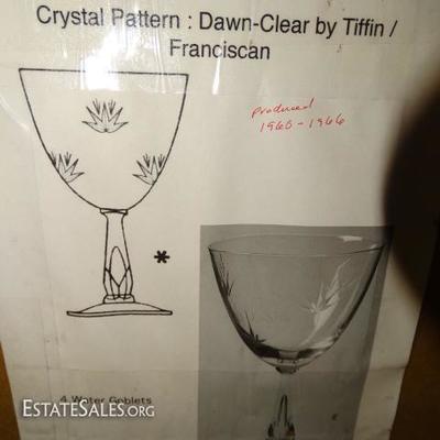 Mid Century vintage Tiffin Franciscan, Dawn-Clear Pattern, Crystal 1960-1966