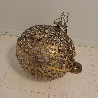Mid Century Moroccan Style Brass Chandelier 