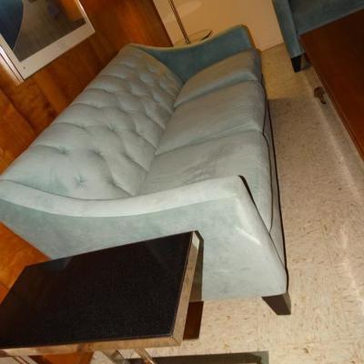 Mid Century Modern Reproduction Sofa, Pretty Baby Blue