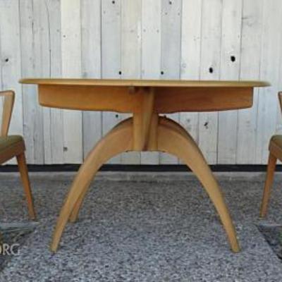 Heywood Wakefield Table 4 Chairs 2 leaves Mid Century Modern Blonde wood