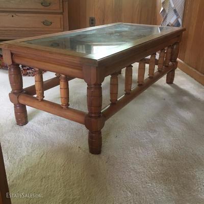 Lot 4 - Glass Top  Cherry Wood Coffee Table 
