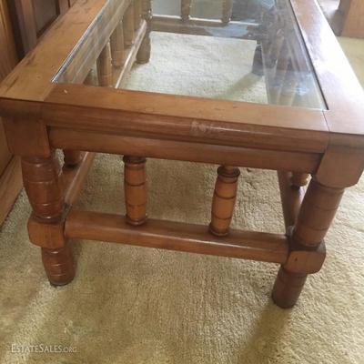 Lot 4 - Glass Top  Cherry Wood Coffee Table 