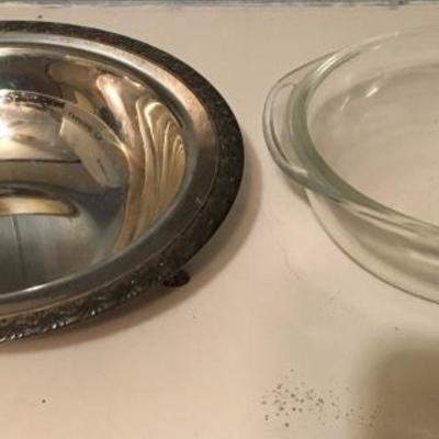 Silver Plated Bowl Serving Set with Pyrex