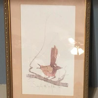 P. Buckley Moss Watercolor - "Singing the Joy of the Soul" 