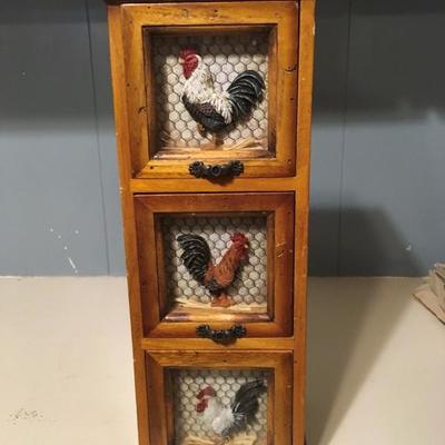 Three Drawer Rack - Rooster Decor