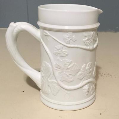 Grapevine Pattern Milk Glass Pitcher