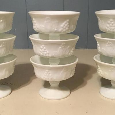 Set of 9 Milk Glass Sherbet/Ice Cream Dishes