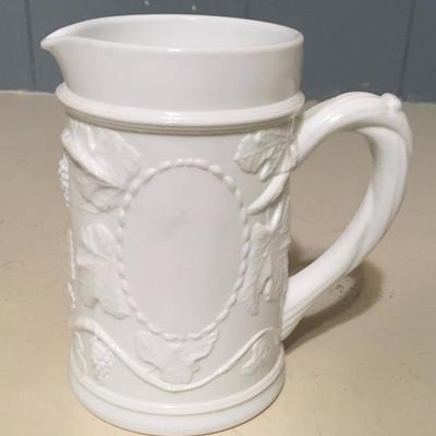 Grapevine Pattern Milk Glass Pitcher