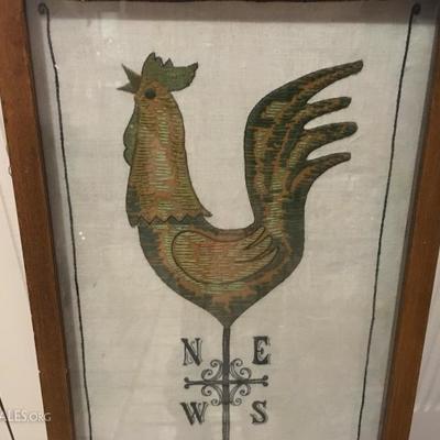 Embroidered Rooster Barometer