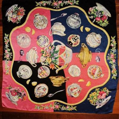 Vtg 1960's Eve Stillman signed Iconic hand rolled large silk scarf