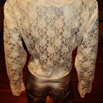 Vintage 1970's all lace poet blouse ruffles pearl buttons