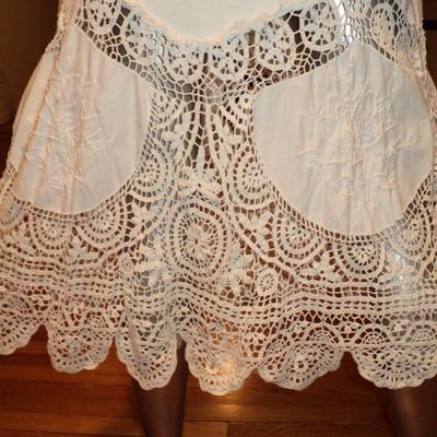 Vtg Hand embroidered and Crochet ensemble skirt/top cotton