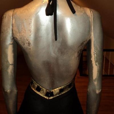 Vtg halter maxi gown Studio St. Croix gold and velvet empire sash