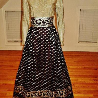 Vintage Gold lame' Futura Couture gold metallic gown 1970's