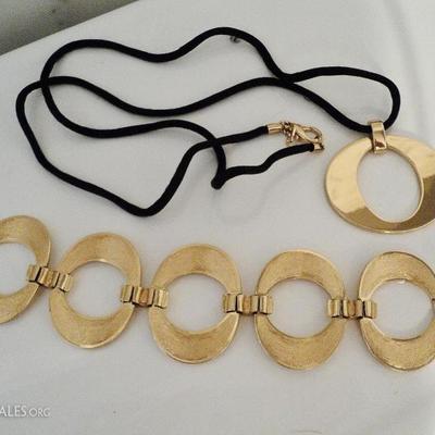 Vintage Christian Dior Link necklace/bracelet set gold plated & signed 1970's