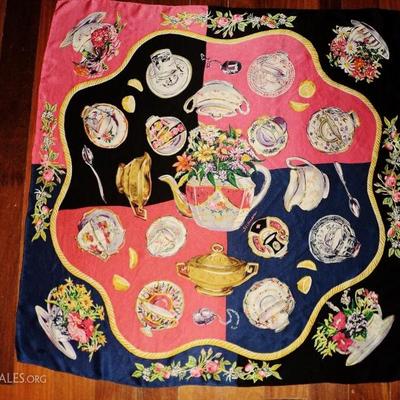 Vtg 1960's Eve Stillman signed Iconic hand rolled large silk scarf