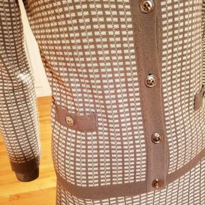 French dress/jacket ensemble Rodika Paris plaid knit Chanel Style 