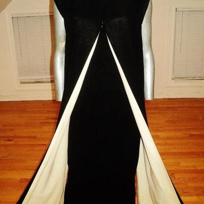Vtg 1950's silk crepe Opera coat and maxi dress Ensemble color block metal zip