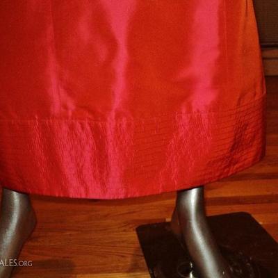Vtg Haute Couture Carolina Herrera Runway silk shantung gown fringed large shawl