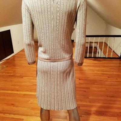 French dress/jacket ensemble Rodika Paris plaid knit Chanel Style 