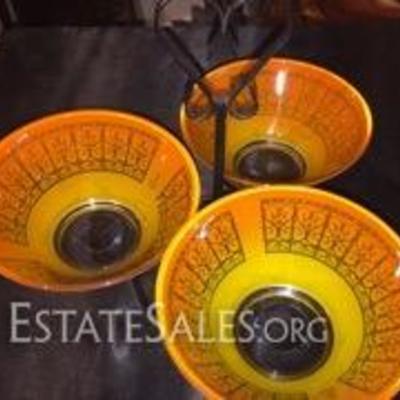 Orange Glass Bowls Set