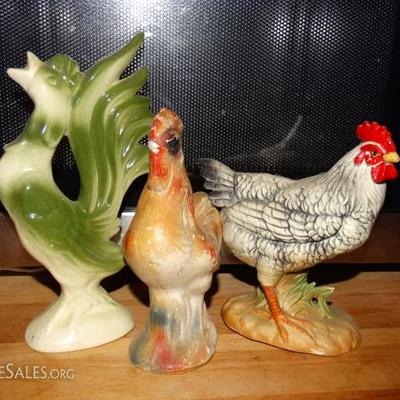 Rooster & hen Collection, Chalk, Pottery, Porcelain