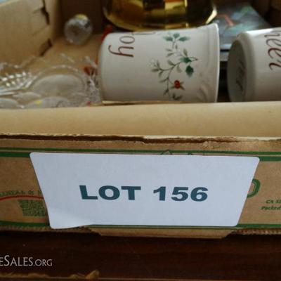 Lot #156 - Gorham Brass Bowl, Mikasa dish, Christmas Mugs