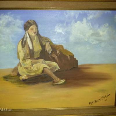 Painting of Indian Squaw, oil on canvas