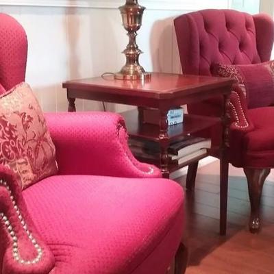 Two Raspberry Fabric Chairs