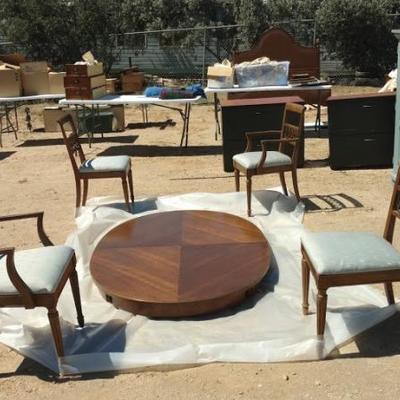 Mid-Century Dining Table, leaves and chairs