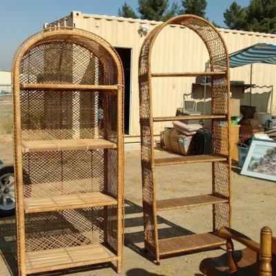 Coastal Tall Wicker Bookcase with Back