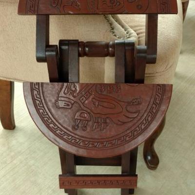 Peruvian Tooled Leather Stool