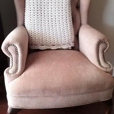TwoQueen Anne Style Upholstered Tan Chairs