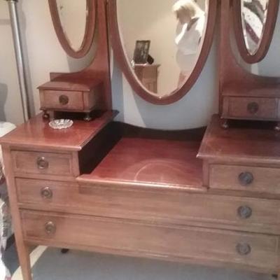 Antique Three-Mirrored Vanity