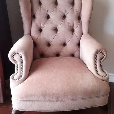TwoQueen Anne Style Upholstered Tan Chairs