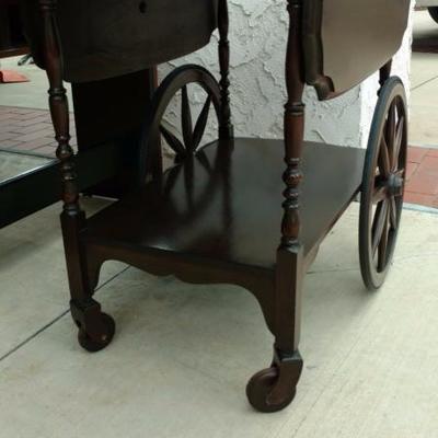 Antique Mahogony Tea Cart w/Glass Tray