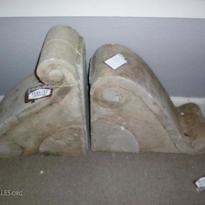 Antique Pair of carved concrete corbels