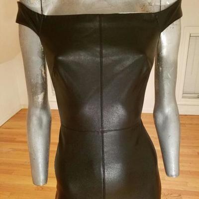 Bailey 44 Liquid leather mini dress off shoulder and spandex