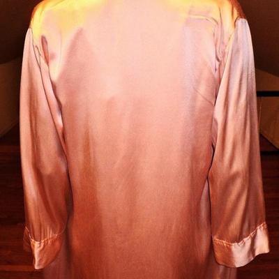 Vintage silk peignoir set coat pant camisole/antique lace sash belt
