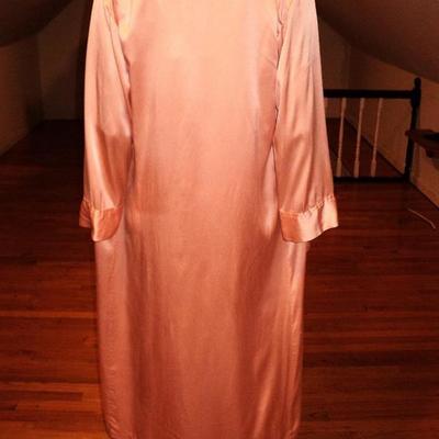 Vintage silk peignoir set coat pant camisole/antique lace sash belt