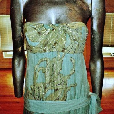 Nicole Miller silk chiffon Lurex lame' couture grecian gown