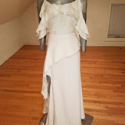 Asos cold shoulder cami maxi dress ruffle side slit gorgeous NWT