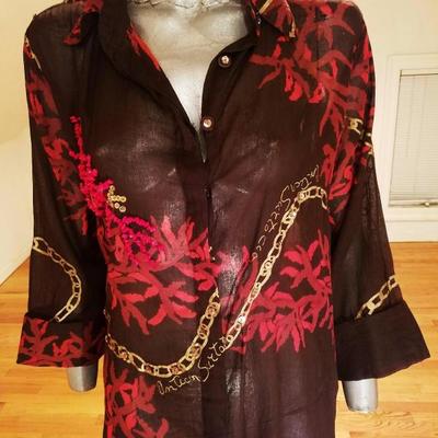 NWT Antica Sartoria Positano Italy signed beaded hand  painted tunic dress 