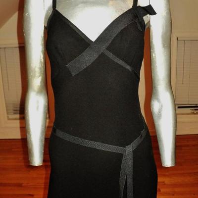 Dolce Gabbana D&G black label crepe grosgrain detail maxi dress 