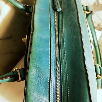 Coach leather limited edition Kelly teal shoulder bag with signature