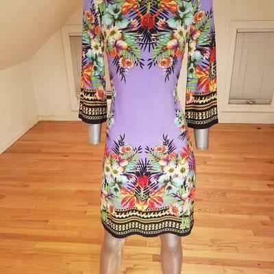  Lilac floral printed wiggle dress boat neck similar to "Maurice" 60's dress