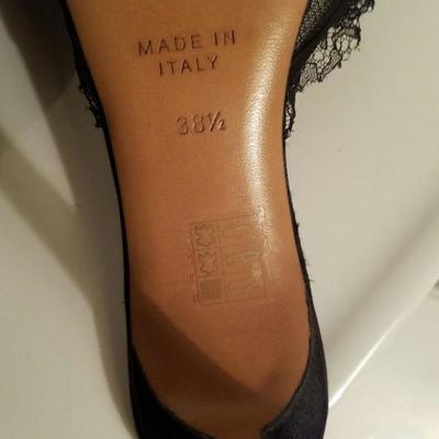 Christian Dior runway mules leather Chantilly lace heel amazing