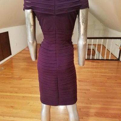 Vintage St. John Couture runway purple body con dress braided cross over