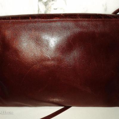Vtg Susan Gail Patched Embossed leather hand/shoulder bag merlot color Spain