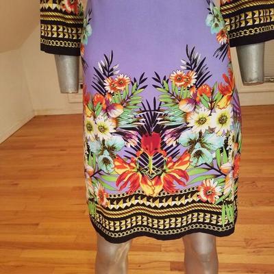  Lilac floral printed wiggle dress boat neck similar to "Maurice" 60's dress